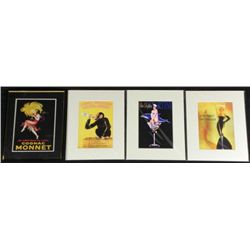 4 Vintage Advertising Posters Prints Grace Kelly,Monnet