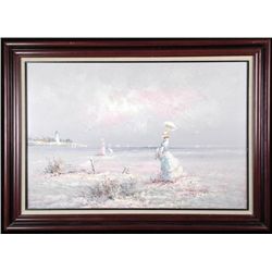 Marie Charlot Original Painting Victorian Beach -Framed