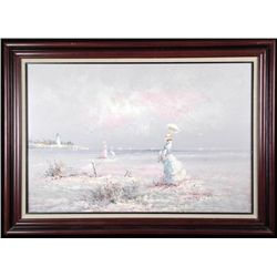 Marie Charlot Original Painting Victorian Beach -Framed