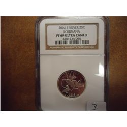 2002-S SILVER LOUISIANA QUARTER NGC PF69 ULTRA CAM