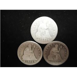 1853,54 & 56 SEATED LIBERTY QUARTERS