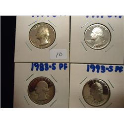 1974-S,77-S,83-S & 93-S PROOF WASHINGTON QUARTERS