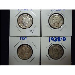 1931,36-D,37 & 38-D MERCURY DIMES
