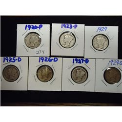 1920,23,24,25-D,26-D,27-D & 29-S MERCURY DIMES