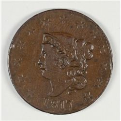 1817 LARGE CENT NEWCOMB 13 SHARP XF A FEW MINOR TICKS
