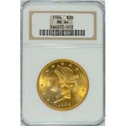 1904 $20 GOLD LIBERTY NGC MS-64