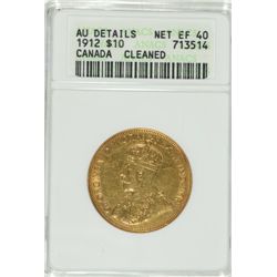 1912 $10 CANADIAN ANACS AU DETAILS CLEANED