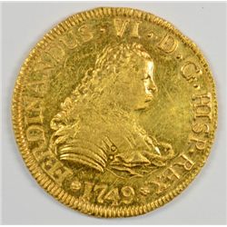 CHILE 4 REAL GOLD 1749 FERDINAND VI (LA LUZ SHIPWRECK) BU