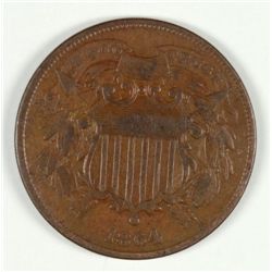1864 TWO CENT SMALL MOTTO KEY DATE NICE FINE