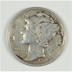 1921-D MERCURY DIME XF CLEANED