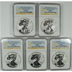 LOT OF 5 2013-W AMERICAN SILVER EAGLE NGC PROOF 69 EARLY RELEASE REVERSE PROOF