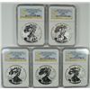 Image 1 : LOT OF 5 2013-W AMERICAN SILVER EAGLE NGC PROOF 69 EARLY RELEASE REVERSE PROOF