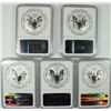 Image 2 : LOT OF 5 2013-W AMERICAN SILVER EAGLE NGC PROOF 69 EARLY RELEASE REVERSE PROOF