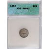 Image 1 : 1852 3 CENT SILVER, ICG MS-62 ORIGINAL!