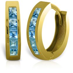 14k Solid Gold 1.20ct Blue Topaz Earrings