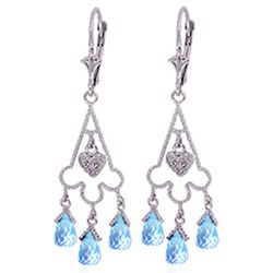 14K WG 0.03ct DIAMOND & 4.80ct BLUE TOPAZ EARRING