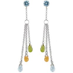14k WG Citrine, Blue Topaz & Peridot Earrings