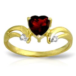 14K YG DIAMONDS & 1.25ct HEART SHAPE GARNET RING