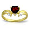 Image 1 : 14K YG DIAMONDS & 1.25ct HEART SHAPE GARNET RING