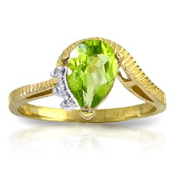 14k Solid Gold 1.50ct Peridot & Diamond Ring