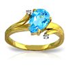 Image 1 : 14K YELLOW GOLD DIAMONDS & 1.50ct BLUE TOPAZ RING