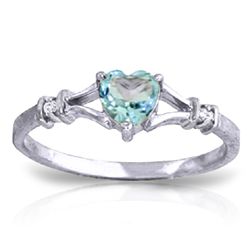 14k Solid Gold 0.45ct Blue Topaz & Diamond Ring
