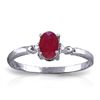 Image 1 : 14K WG 0.01ct DIAMONDS & 0.50ct OVAL RUBY RING
