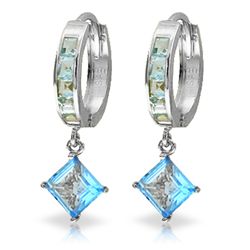 14K White Gold 3.2ct & 1.2ct Blue Topaz Dangling Earring