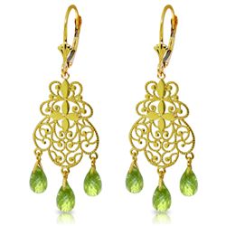 14K YG 3.75ct BRIOLETTE PERIDOT CHANDELIER EARRING