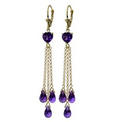 14k Solid Gold Amethyst Chandelier Earrings