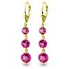 Image 1 : 14k YG 3.90ct, 2.10ct & 1.20ct ROUND Pink Topaz Earring