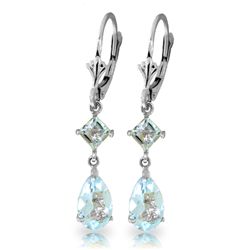 Aquamarine Long Drop Earrings in 14k WHITE GOLD