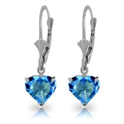 3.25ct Blue Topaz Petite Heart Earrings in 14k WG