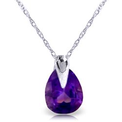14K White Gold .68ct Pear Amethyst Necklace