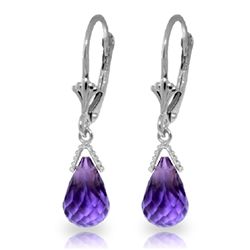14K WG 4.50ct BRIOLETTE AMETHYST LEVERBACK EARRING