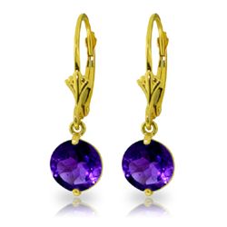 3.10ct Amethyst Dangle Earrings in 14k Yellow Gold