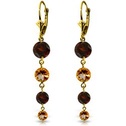 14K YG 3.9ct,1.2ct GARNET & 2.1ct,.60ct CITRINE EARRING