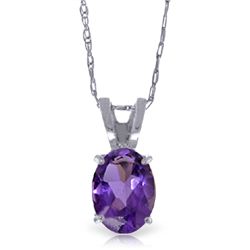 14k White Gold 0.85ct Oval Amethyst Necklace