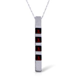 14K White Gold .35ct Princess Garnet Bar Necklace