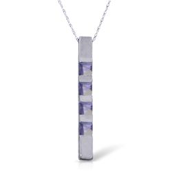 14K White Gold .35ct Princess Tanzanite Bar Necklace