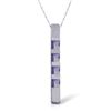 Image 1 : 14K White Gold .35ct Princess Tanzanite Bar Necklace