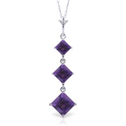 14K W. GOLD 1.15ct SQAURE SHAPE AMETHYST NECKLACE