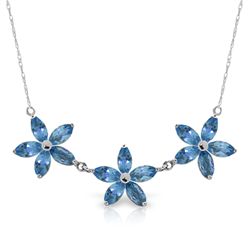14k WG 4.75ct MARQUIS Blue Topaz Flower Necklace