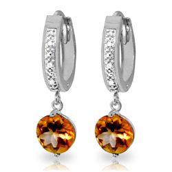 14K White Gold 2.50ct Round Citrine & Diamond Earing