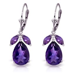 12.0ct & 1.0ct Amethyst Drop Dangle Earrings in 14k WG