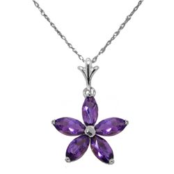 1.40ct MARQUIS Amethyst Flower Necklace in 14k WG