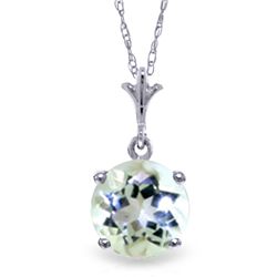 14k Gold 1.15ct Round Aquamarine Necklace