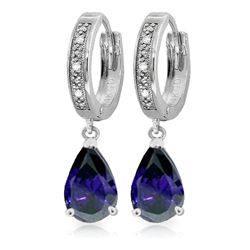 3.50ct Sapphire Earrings with Diamond Accent in 14k WG