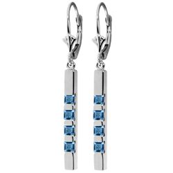 14k WG 0.70ct Princess-cut Blue Topaz Earrings