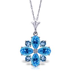 14k WG 1.63ct & .80ct Blue Topaz Flower Necklace